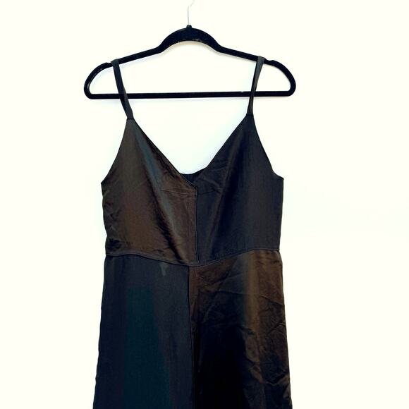 ZARA ZW Collection Black Satin Slip Midi Dress Medium - Picture 8 of 12